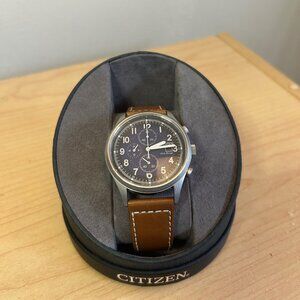 Citizen Eco-Drive Chronograph Brown Leather Strap Watch CTZ-B8143 Cal B61*